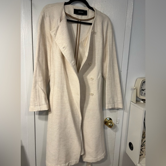ZARA Cream Long Autumn Winter Coat - Picture 12 of 12